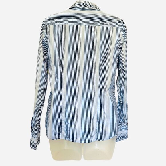 Vtg Y2K Banana Republic Lt. Blue/Dark Blue Striped Button Down Shirt Sz Small - Picture 7 of 7